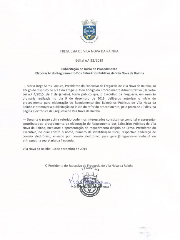 Imagem Elaboração do Regulamento dos Balneários Públicos
